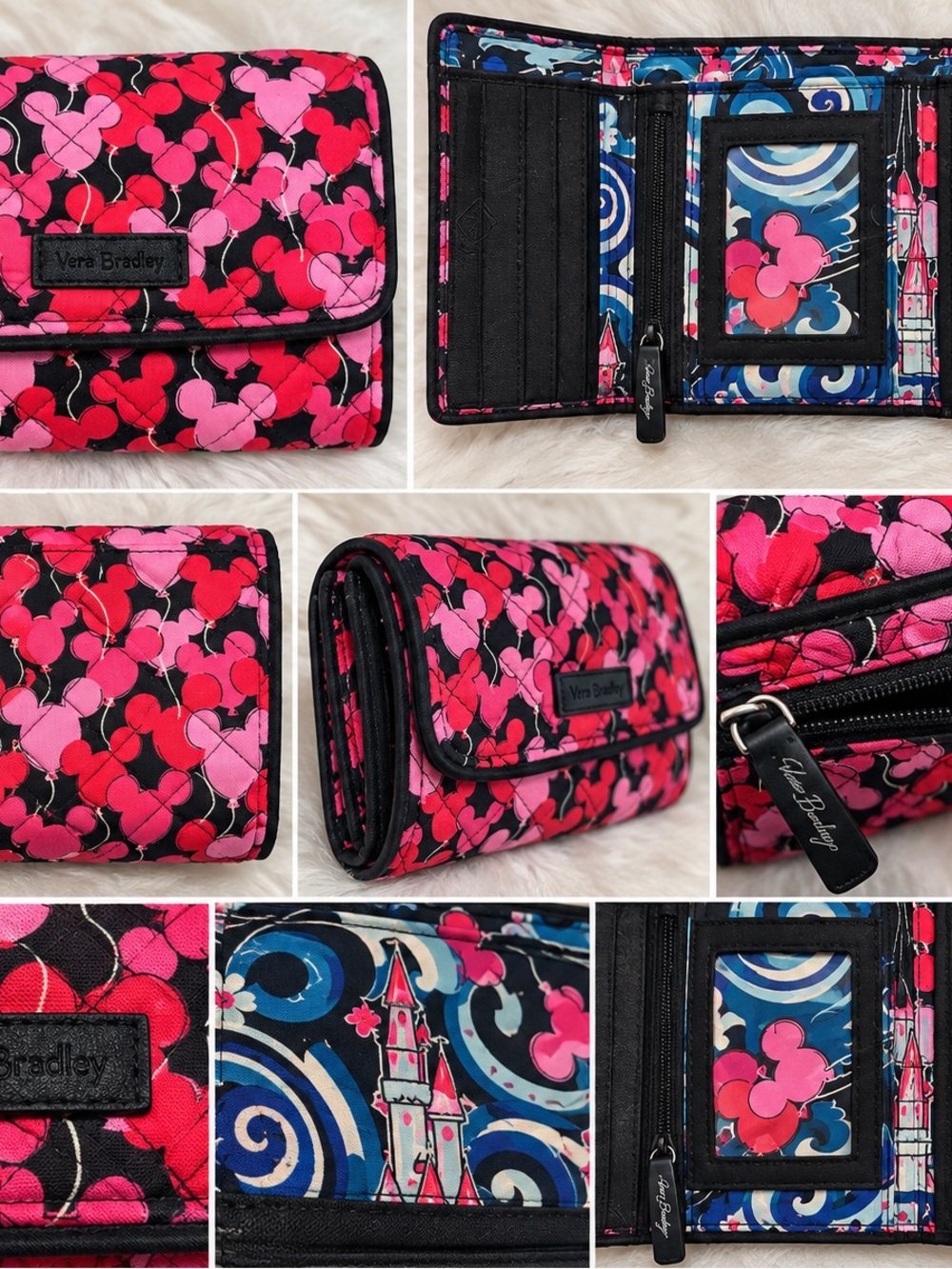 Vera Bradley x Disney Mickey’s Whimsical Balloons Riley Compact Wallet